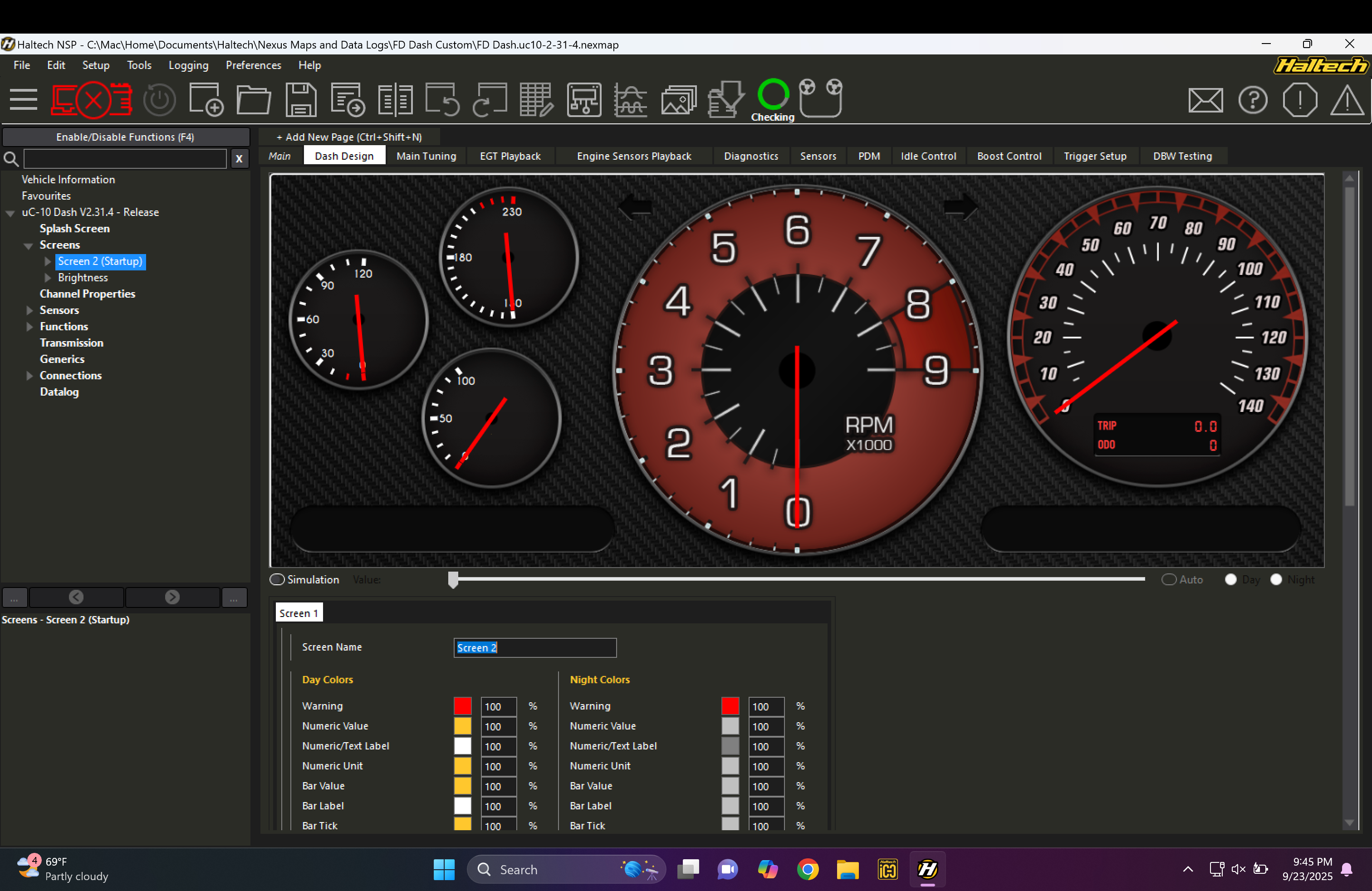 Custom Haltech dash design